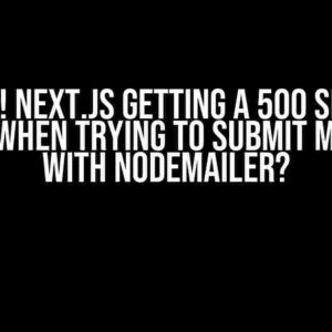 Oh No! Next.JS Getting a 500 Server Error When Trying to Submit my Form with Nodemailer?